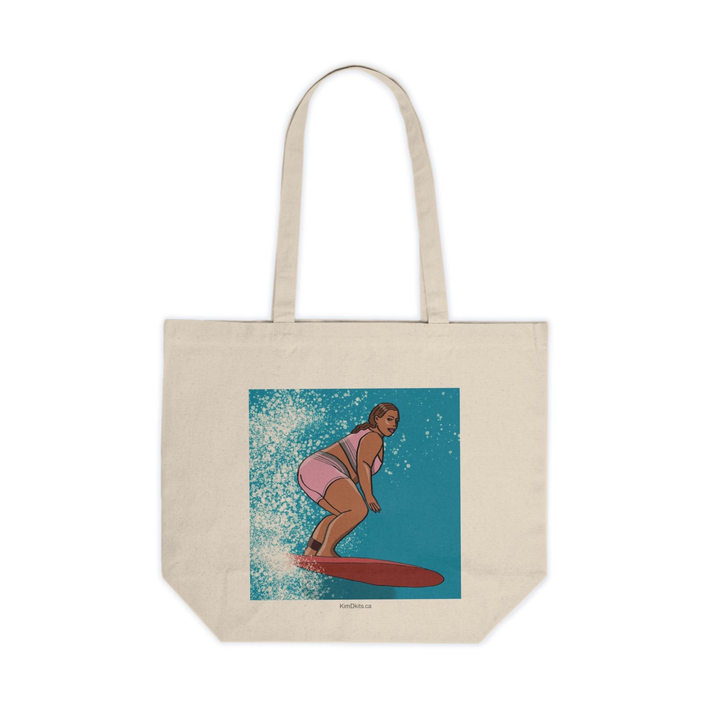 Tote Bag, Surfer in Pink Polka Dots