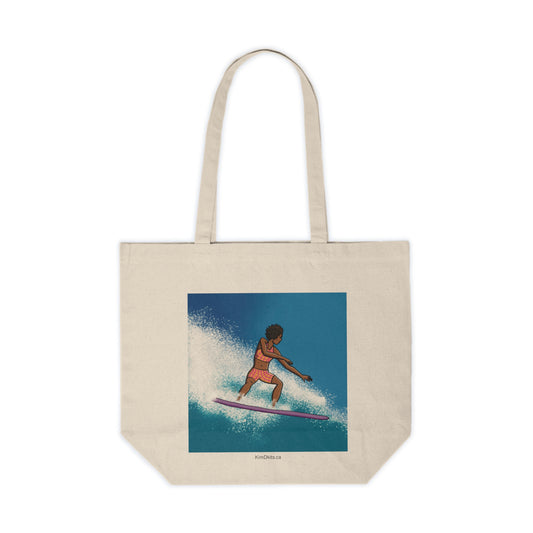Tote Bag, Woman in Plaid with Pink Board