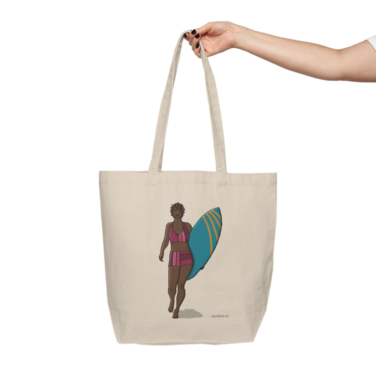 Tote Bag, Woman in Pink Geometric Suit