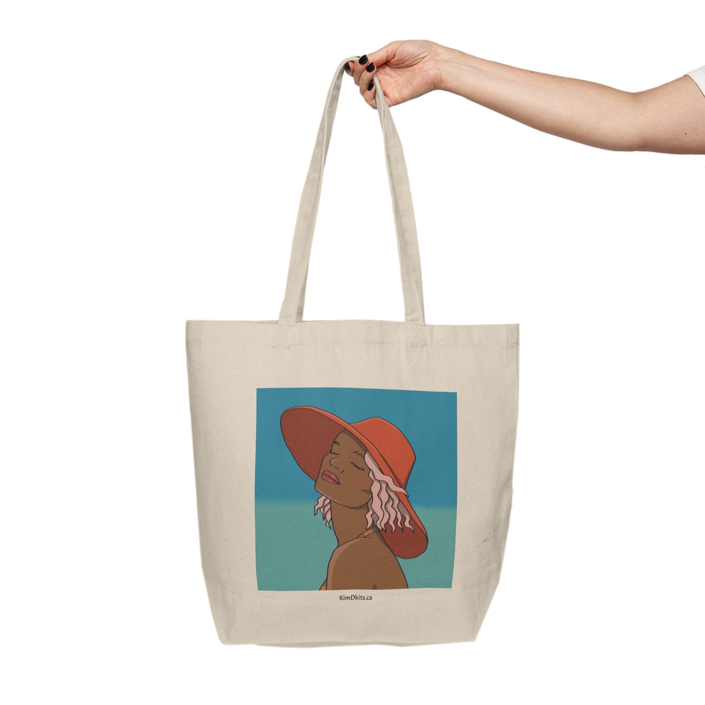 Tote Bag, Woman with Orange Sun Hat