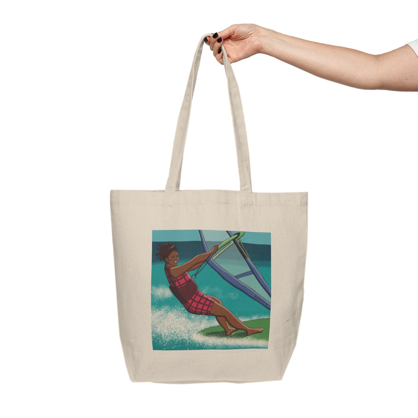 Tote Bag, Windsurfer in Plaid