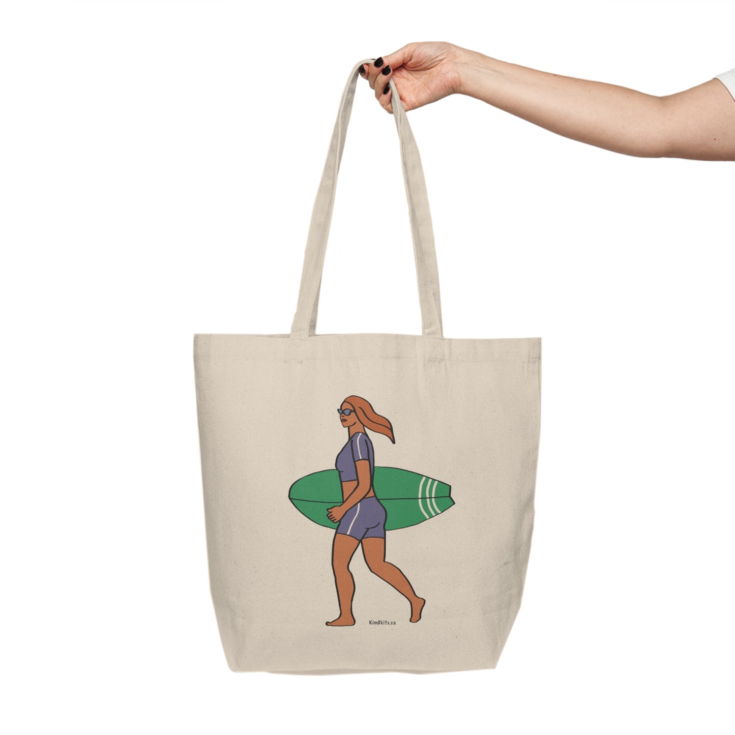 Tote Bag, Surfer with Green Board, Red Hair