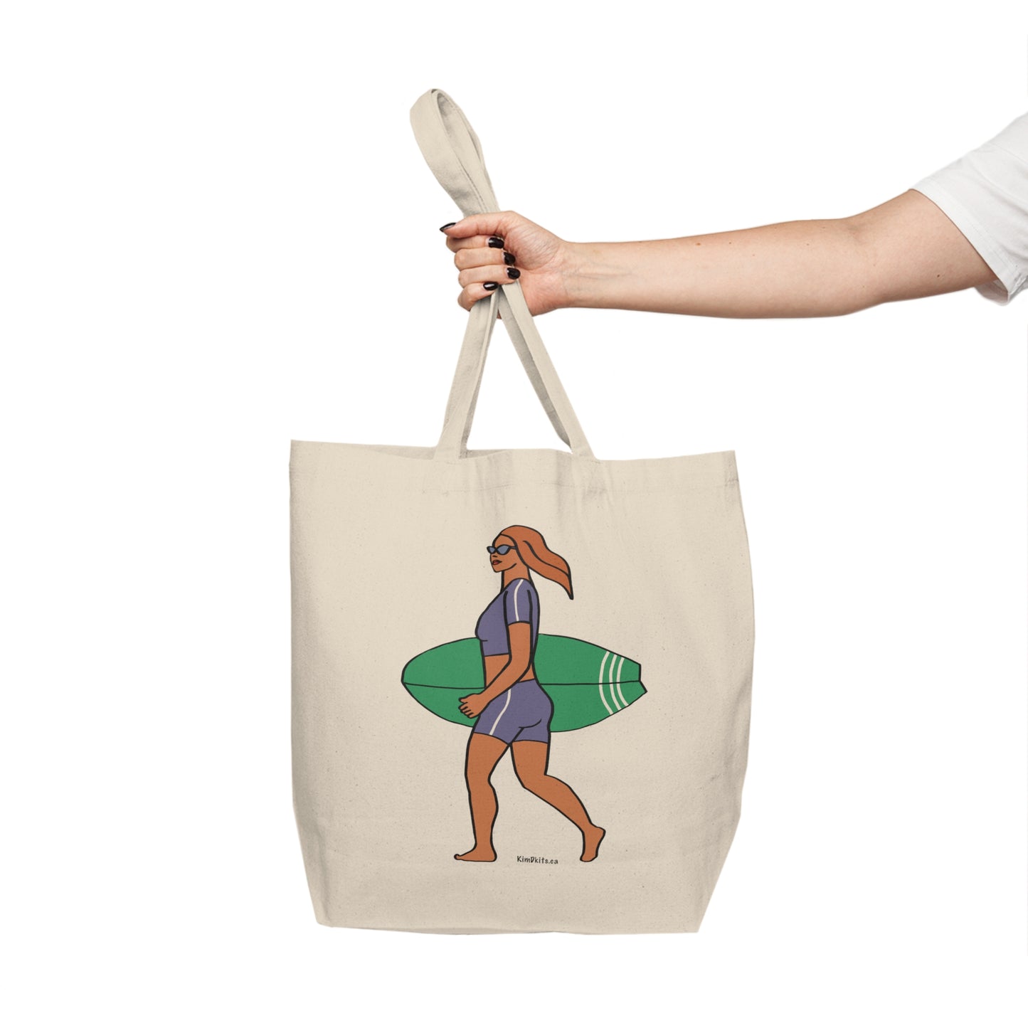 Tote Bag, Surfer with Green Board, Red Hair