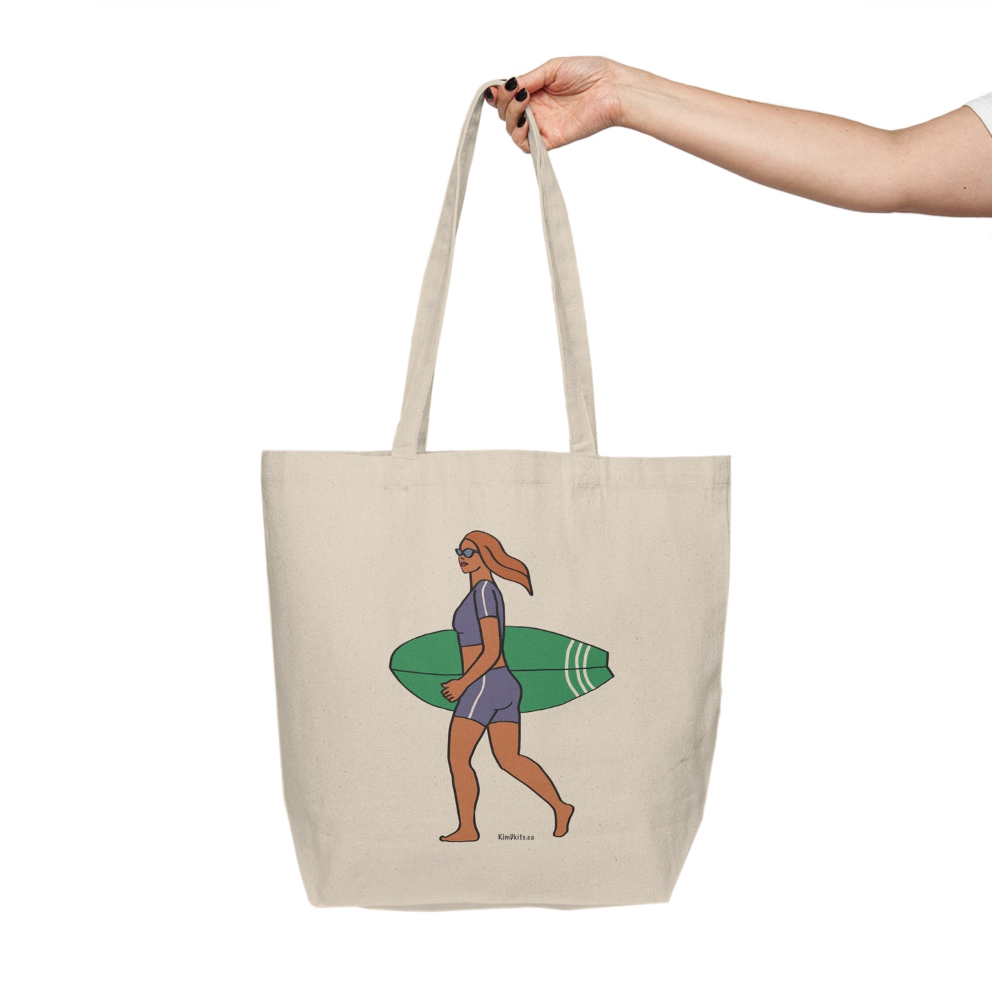 Tote Bag, Surfer with Green Board, Red Hair