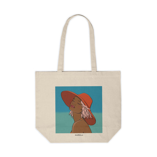 Tote Bag, Woman with Orange Sun Hat