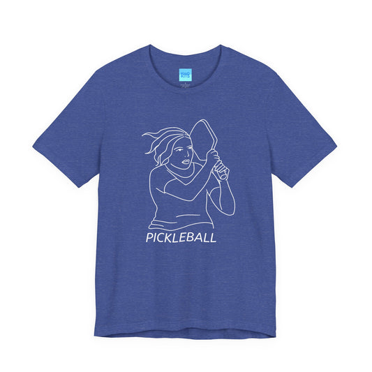 Pickleball Tee, Unisex, Polycotton Jersey, Royal Blue, with Illustration