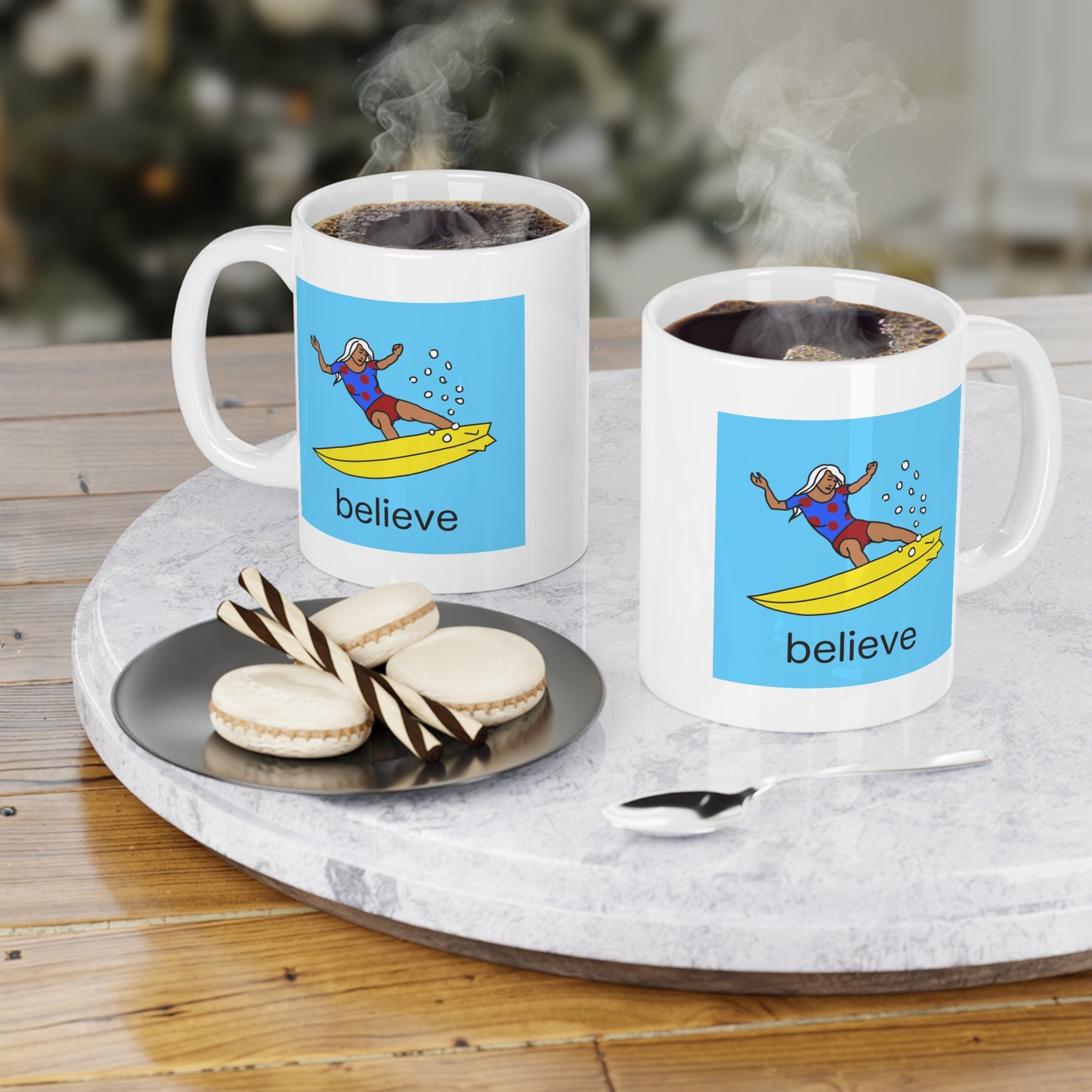 Mug (11oz), Ceramic, Surfer, Believe