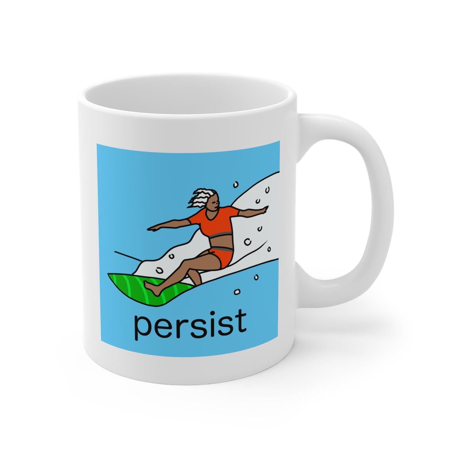 Mug (11oz), Ceramic, Surfer, Persist