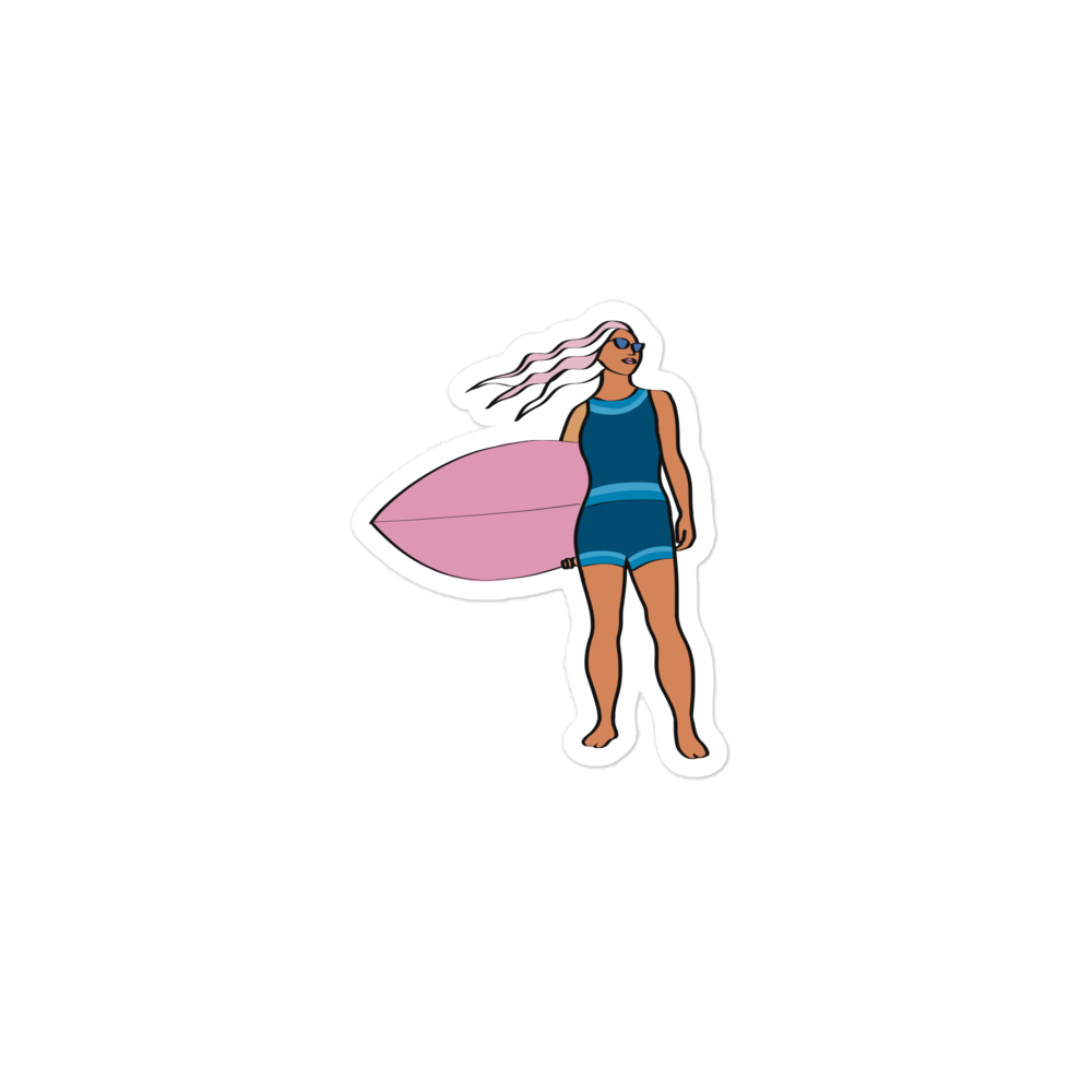 Sticker, Surfer with Pink Board