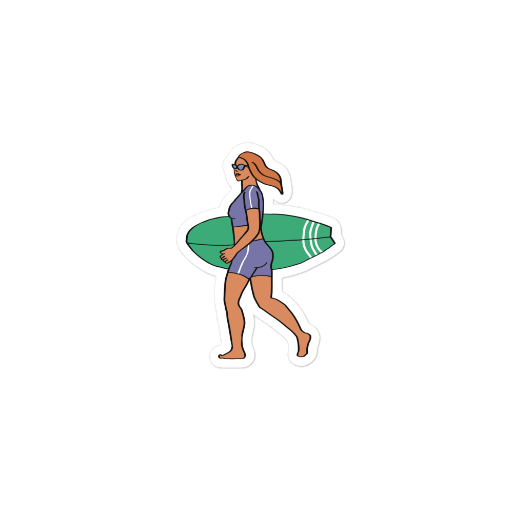 Sticker, Surfer with Green Board