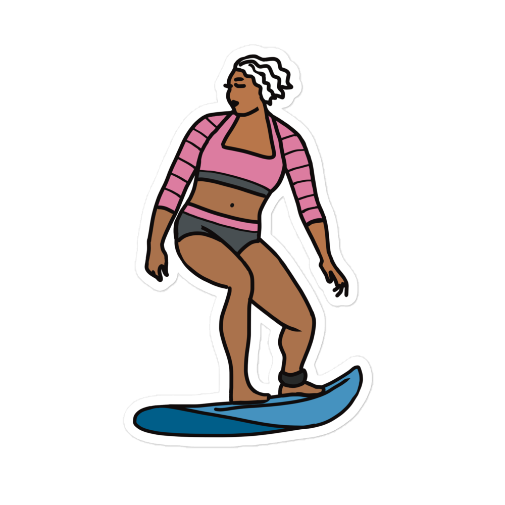 Sticker, Surfer in Pink and Grey