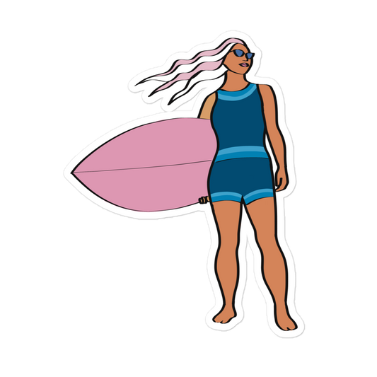 Sticker, Surfer with Pink Board