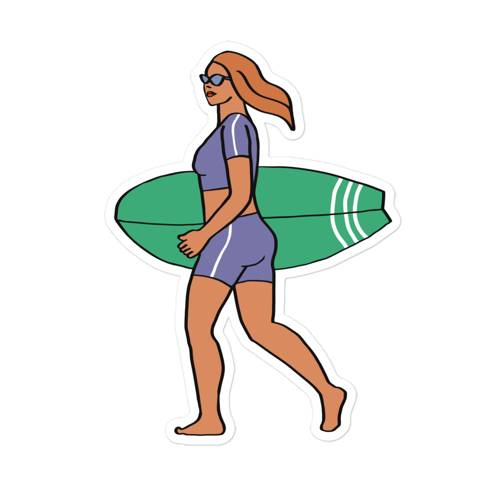 Sticker, Surfer with Green Board