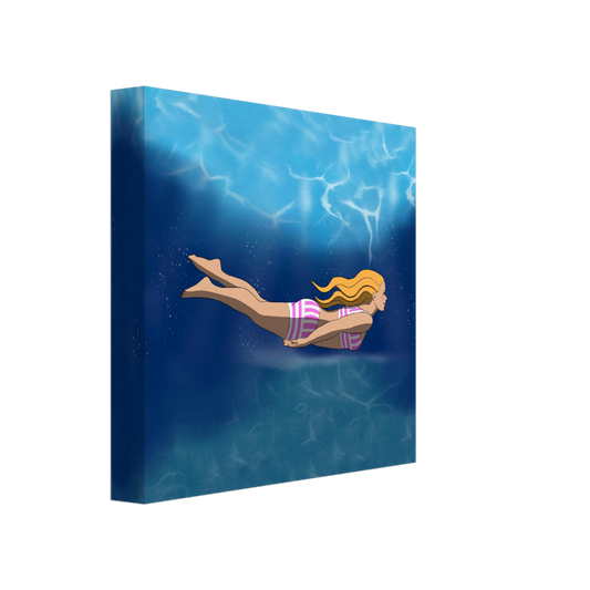 Canvas Wall Art, 8" x 8", Swimmer in Stripes