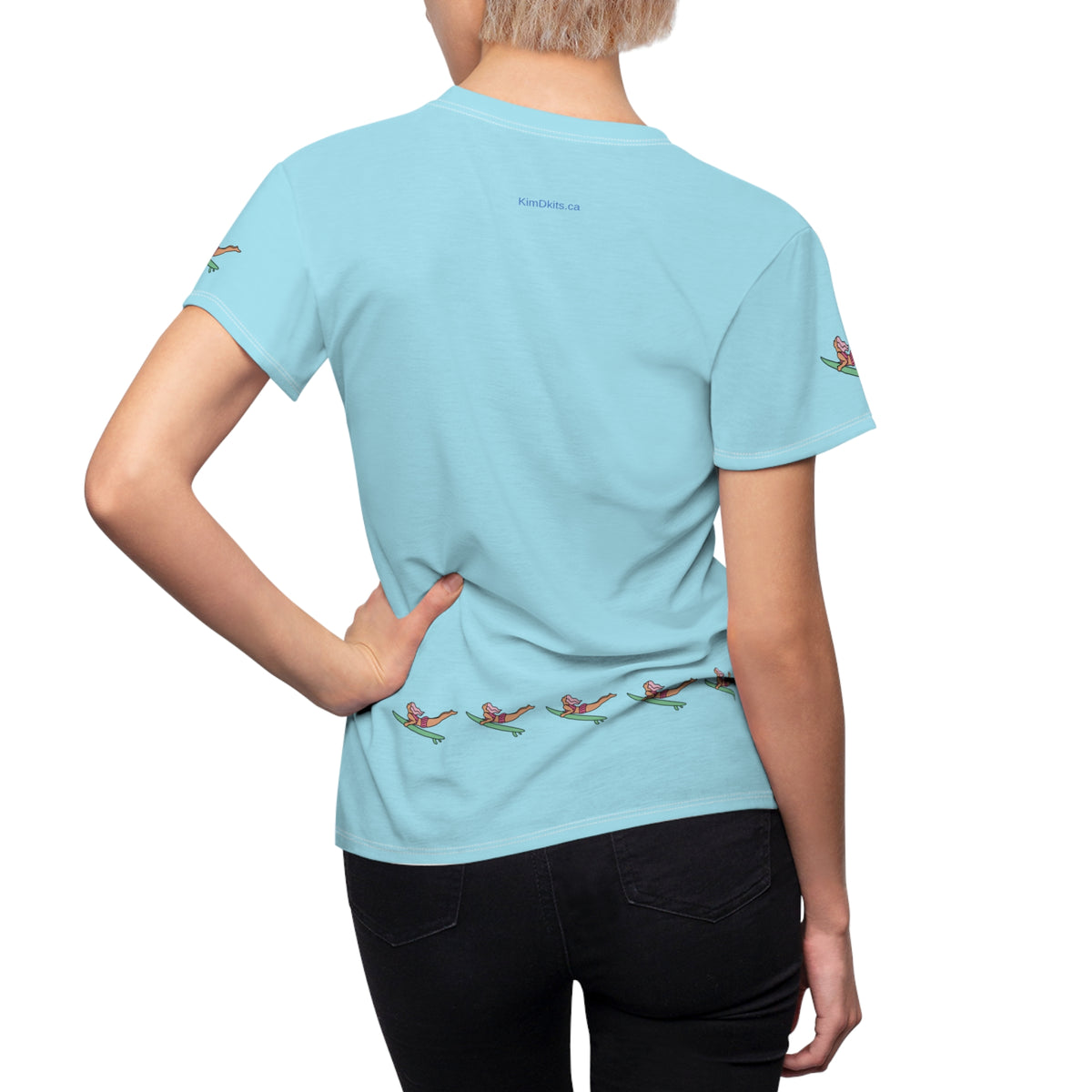 T-shirt, Women's, Light Blue with Surfers