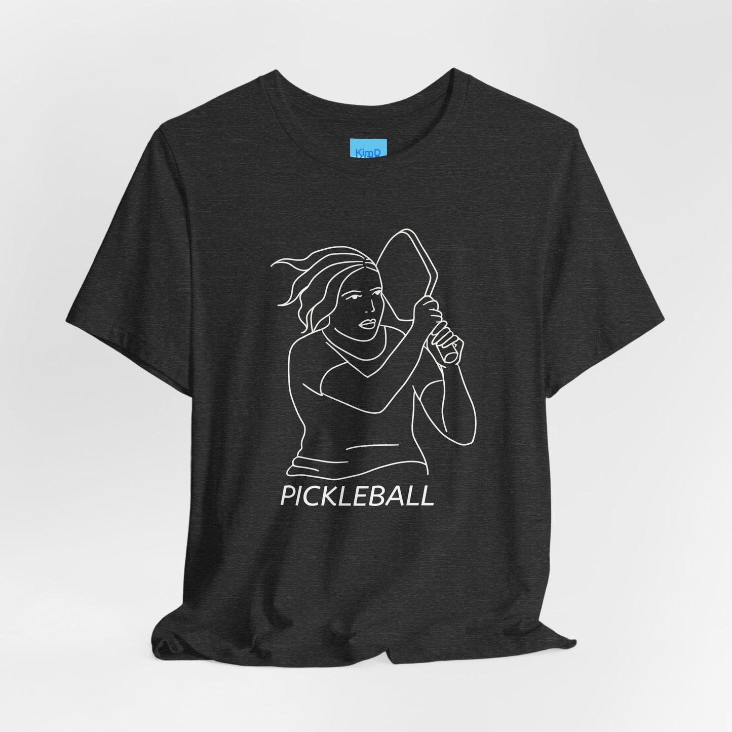 Pickleball Tee, Unisex, Polycotton Jersey, Black Heather, with Illustration