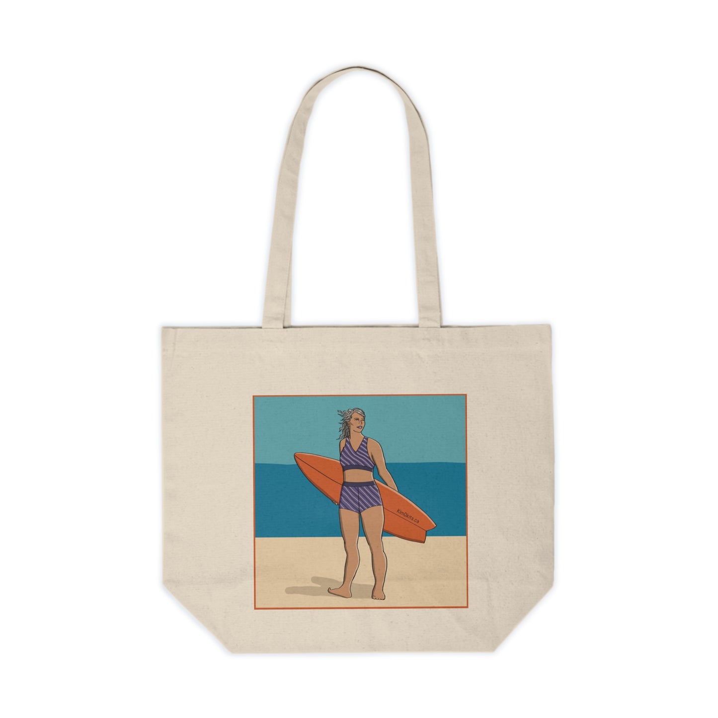 Tote Bag, Purple & White Suit, Orange Board, with Border