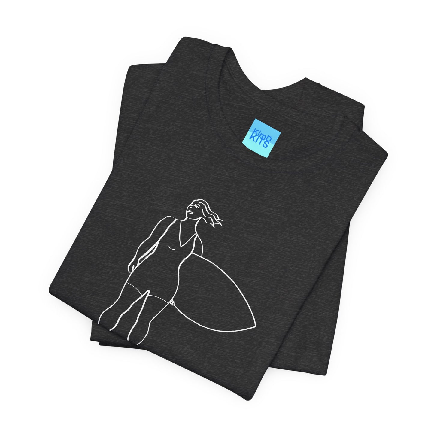 Surfer Tee, Unisex, Polycotton Jersey, Dark Grey Heather, with Illustration