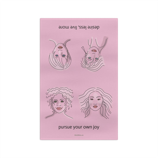 Tea Towel, Microfibre, Pink — "Pursue Your Own Joy"