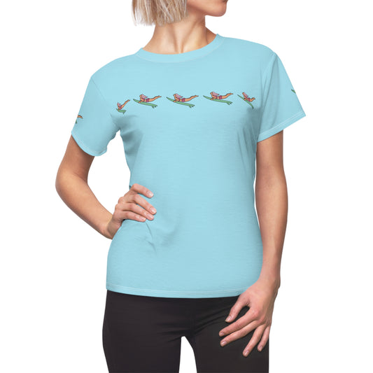T-shirt, Women's, Light Blue with Surfers