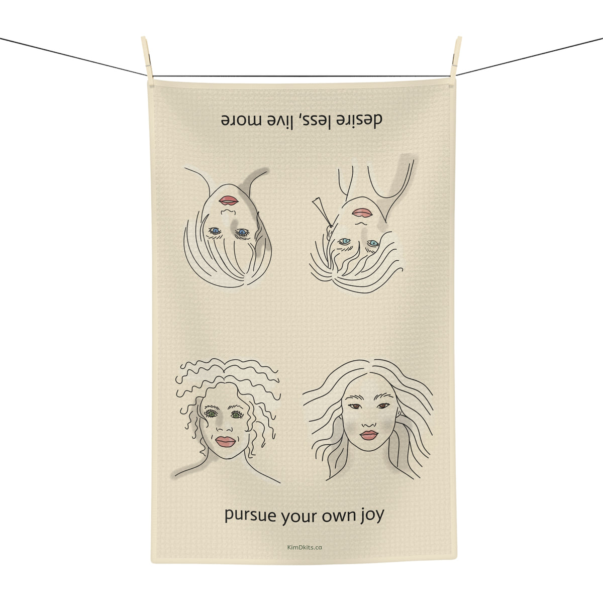 Tea Towel, Microfibre, Beige — "Pursue Your Own Joy"