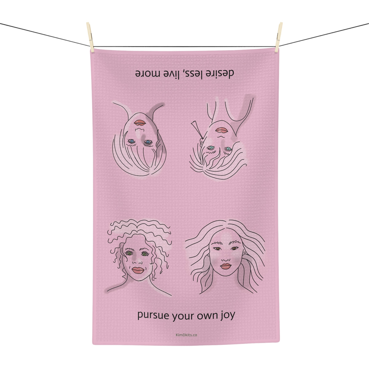 Tea Towel, Microfibre, Pink — "Pursue Your Own Joy"