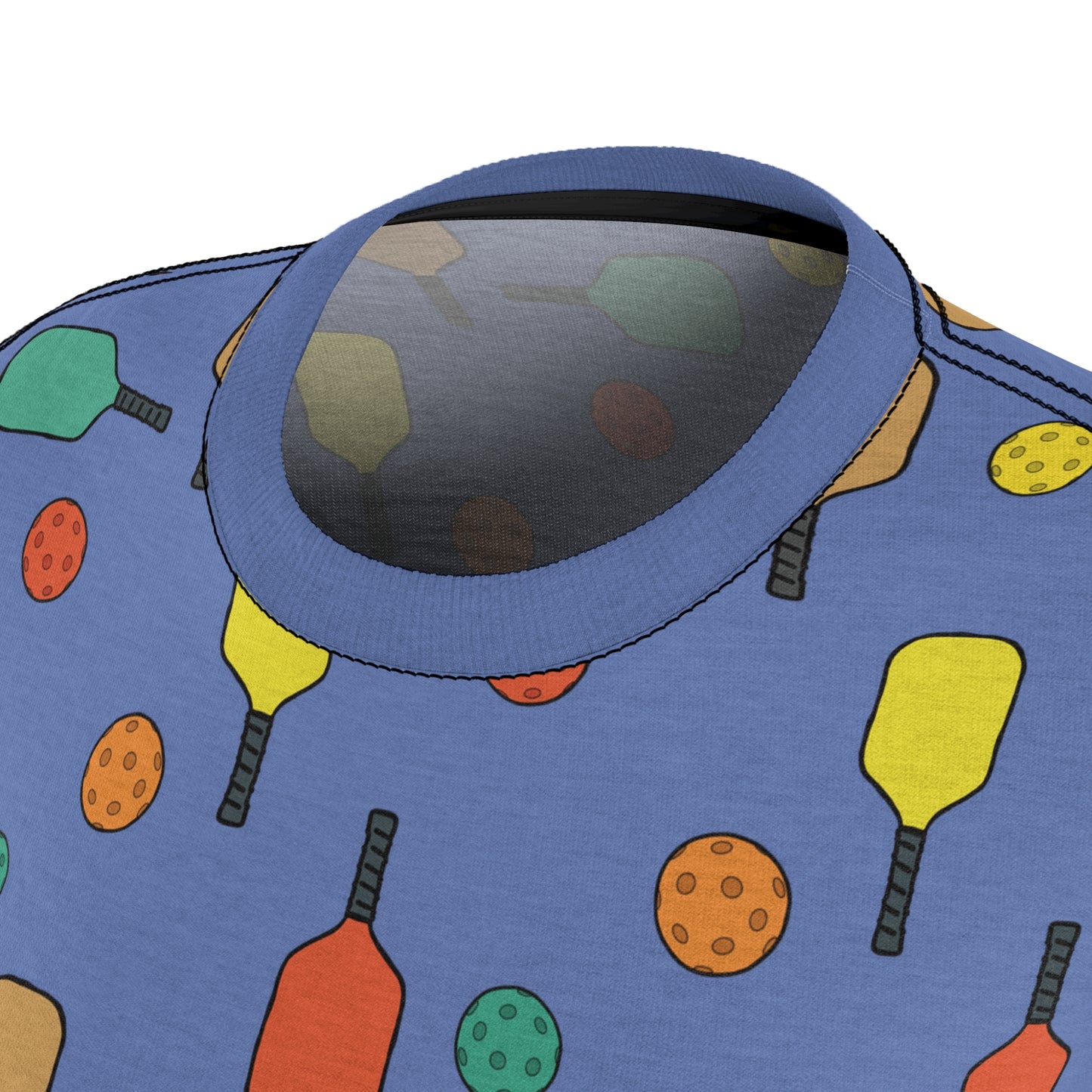 T-shirt, Women's, Pickleball Pattern, Blue Background