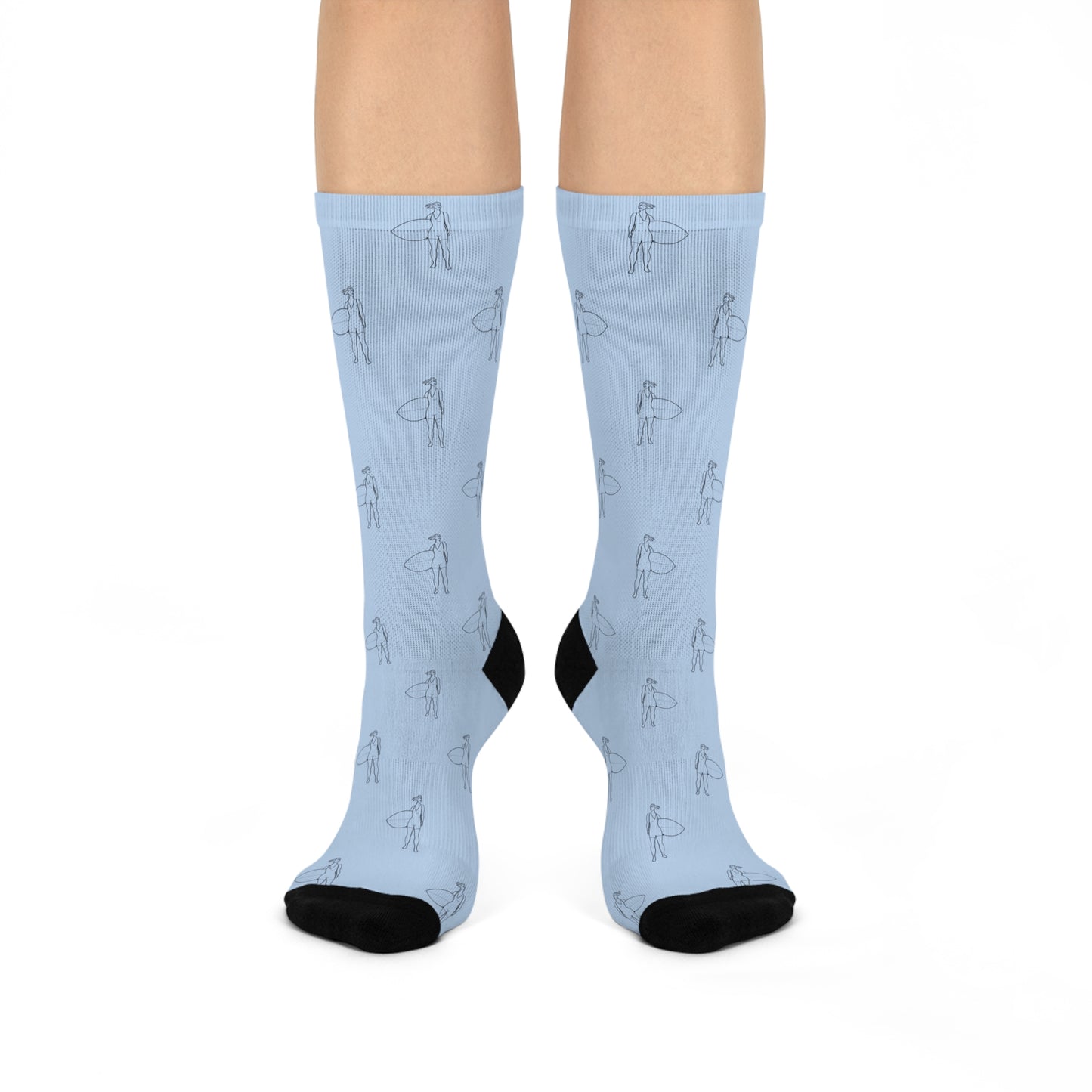 Crew Socks, Cushioned Soles, Surfer Pattern, Violet