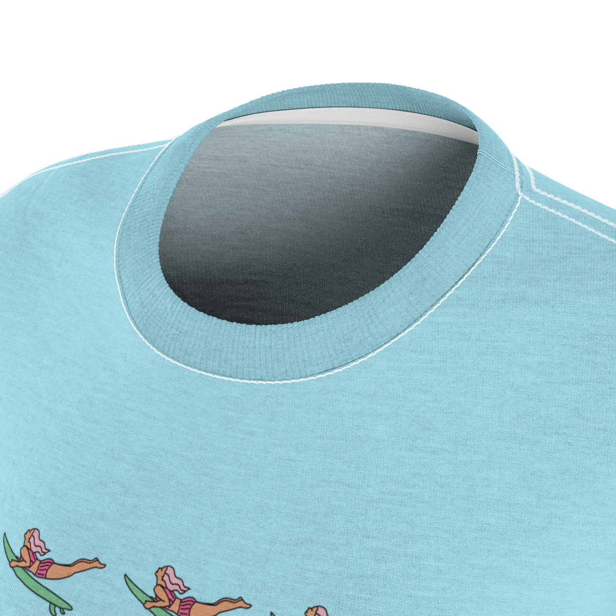 T-shirt, Women's, Light Blue with Surfers