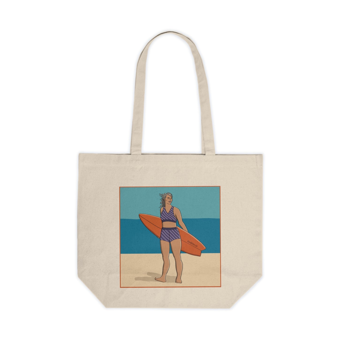 Tote Bag, Purple & White Suit, Orange Board, with Border