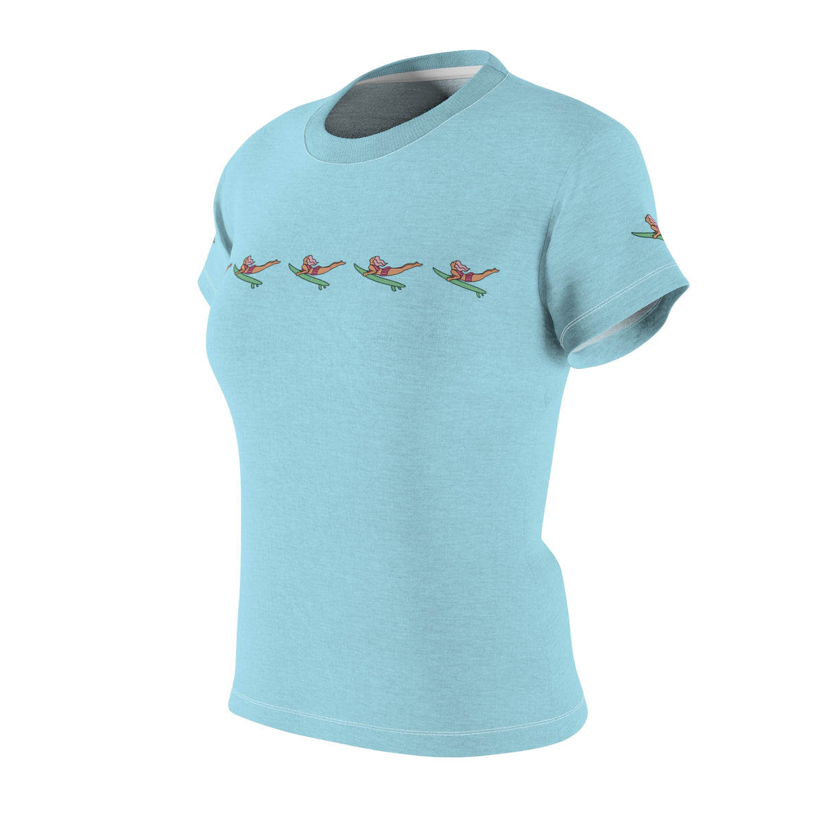 T-shirt, Women's, Light Blue with Surfers