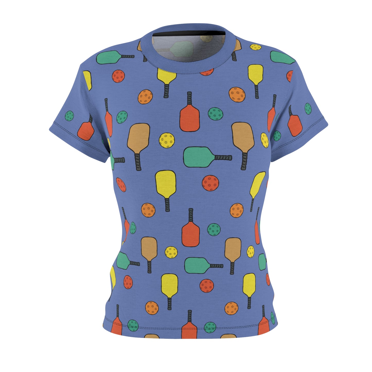 T-shirt, Women's, Pickleball Pattern, Blue Background