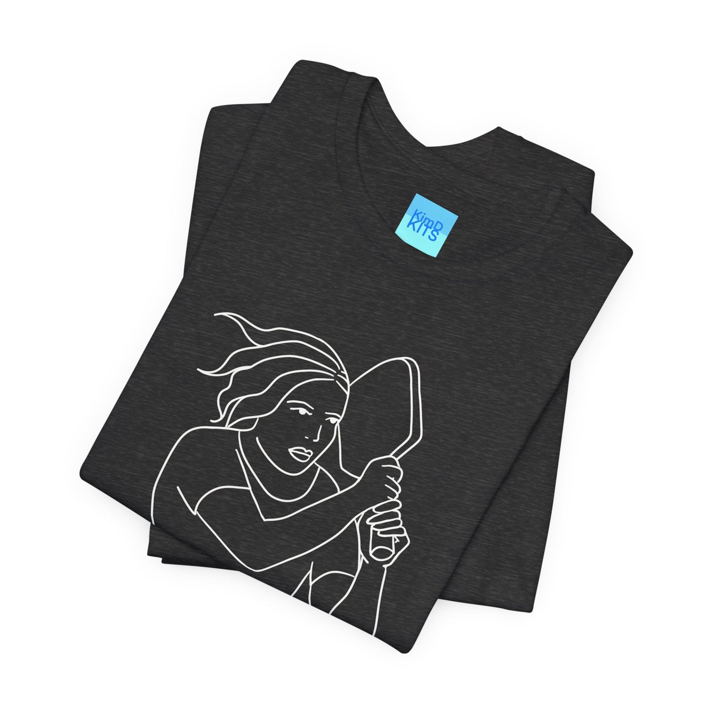 Pickleball Tee, Unisex, Polycotton Jersey, Black Heather, with Illustration