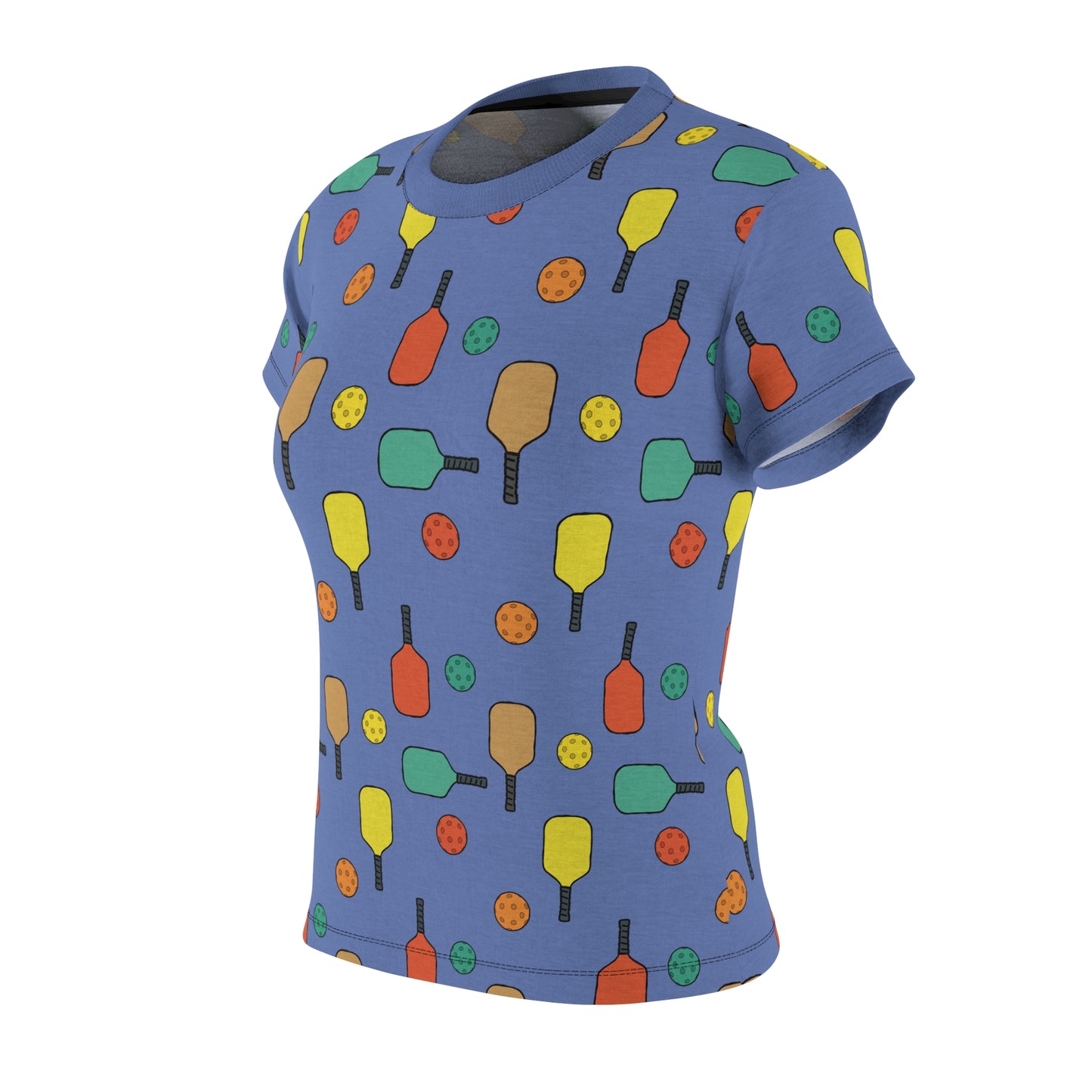 T-shirt, Women's, Pickleball Pattern, Blue Background