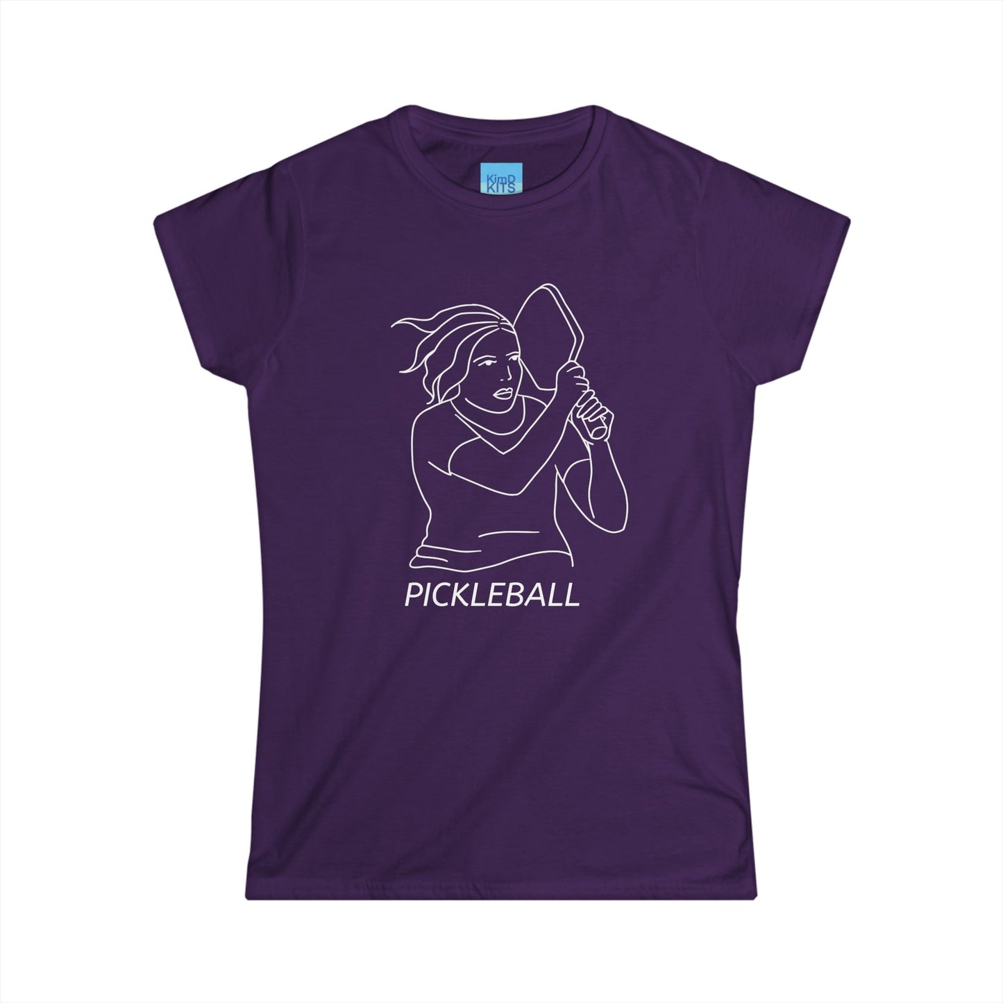 Pickleball Tee, Women's, Cotton, Purple, with Illustration
