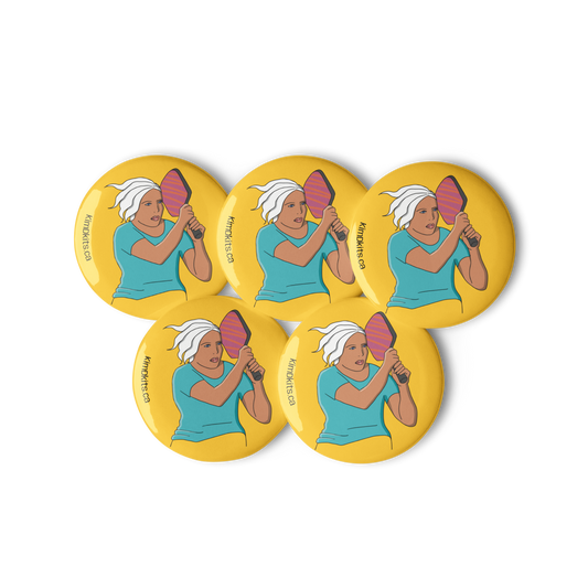Pin Buttons, Pickleball Player, Set of 5