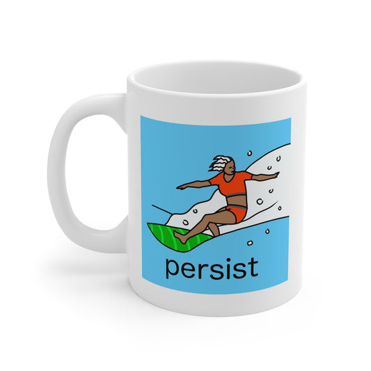 Mug (11oz), Ceramic, Surfer, Persist