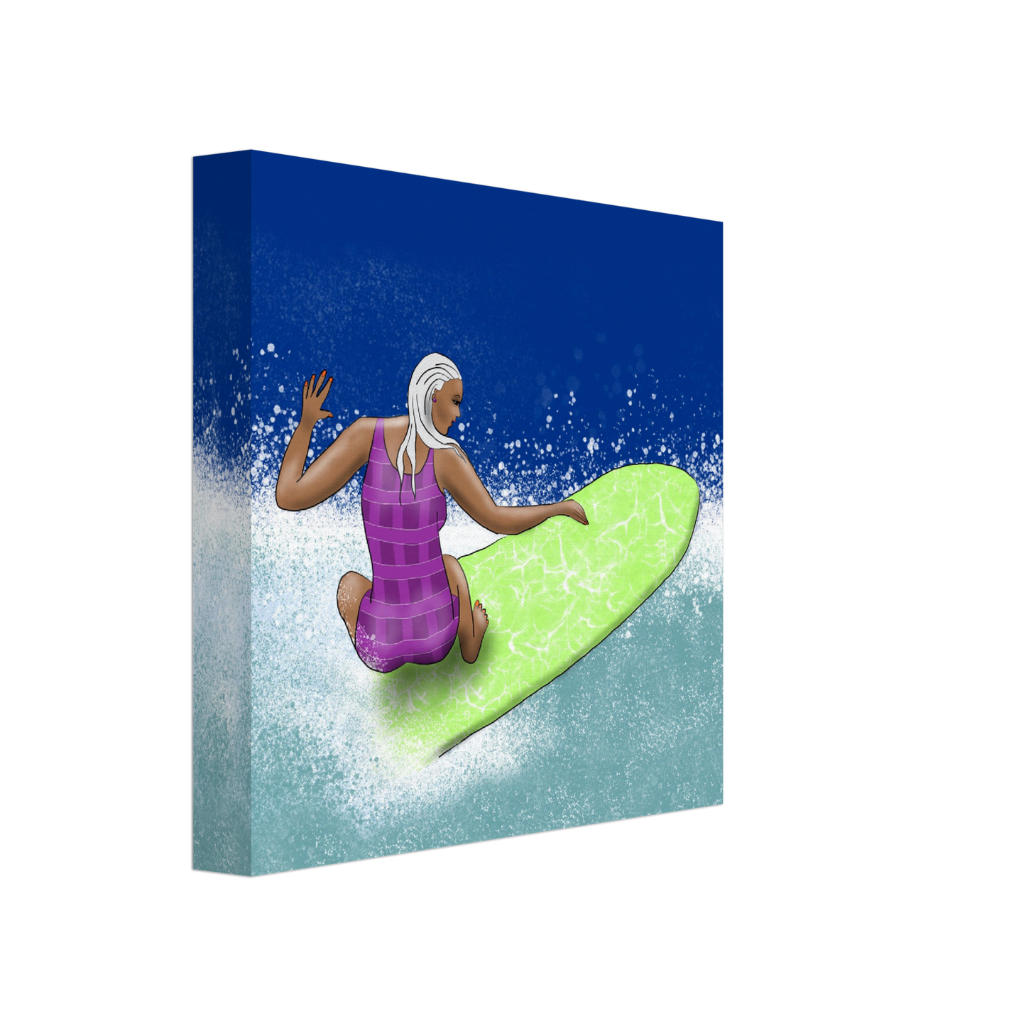 Canvas Wall Art, 8" x 8", Purple Suit, Green Board